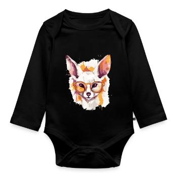 Alo der Fennek - Baby Bio-Langarm-Body - Schwarz - Vorne