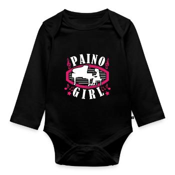 Daughter of Piano Pianist Grand piano Piano Girl - Organic Longsleeve Baby Bodysuit - black - Front