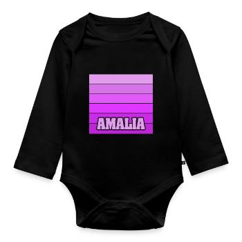 Mme Amalia - Body Bébé bio manches longues - noir - Devant