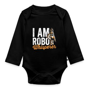 Robotics lover Robo-whisperer robot engineer - Organic Longsleeve Baby Bodysuit - black - Front