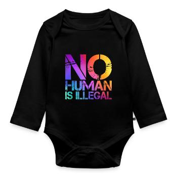No man is an illegal immigration lover - Organic Longsleeve Baby Bodysuit - black - Front