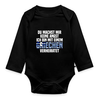 Du machst mir Keine Angst ich bin mit einem Griech - Baby Bio-Langarm-Body - Schwarz - Vorne