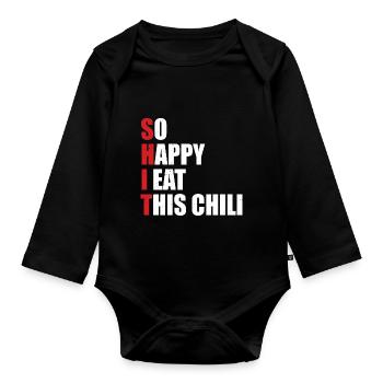 Fan de piment épicé drôle si heureux que je mange ce chi - Body Bébé bio manches longues - noir - Devant