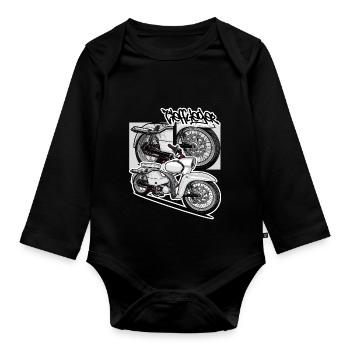 Star (weiß) // Illustration - Baby Bio-Langarm-Body - Schwarz - Vorne