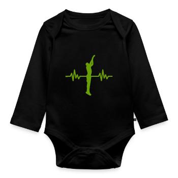 Haertbeat Basketball - USA - Team Sport - Hoops - Baby Bio-Langarm-Body - Schwarz - Vorne