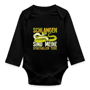 Schlangen sind meine spirituellen Tiere Schlange - Baby Bio-Langarm-Body - Schwarz - Vorne