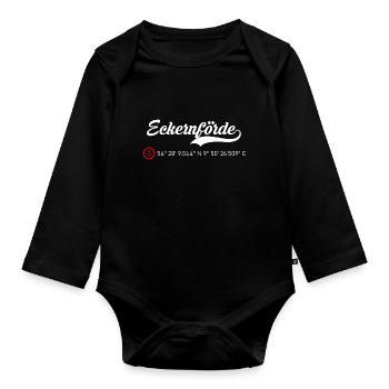 Eckernförde Koordinaten - Baby Bio-Langarm-Body - Schwarz - Vorne