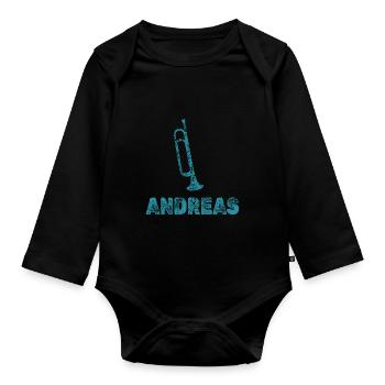 Trumpets Andreas - Organic Longsleeve Baby Bodysuit - black - Front