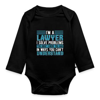 Je résous des problèmes Droit Cadeau Drôle Avocat - Body Bébé bio manches longues - noir - Devant