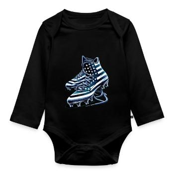American football cleats studs USA flag street art - Baby Bio-Langarm-Body - Schwarz - Vorne