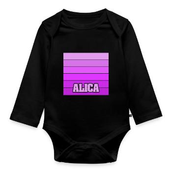Nom de la fille Alica - Body Bébé bio manches longues - noir - Devant