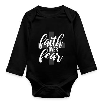 La foi plutôt que la peur Glaube über Furcht Liebe Jesus - Body Bébé bio manches longues - noir - Devant
