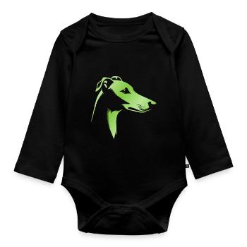 Greyhound Greyhound, Dog Head, Drawing Green - Organic Longsleeve Baby Bodysuit - black - Front