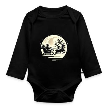 Santa Schlittenfahrt im Mondschein - Baby Bio-Langarm-Body - Schwarz - Vorne