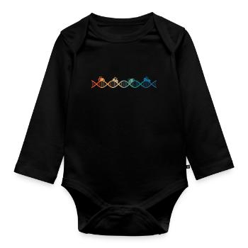 der Traktor liegt in meiner DNA - Baby Bio-Langarm-Body - Schwarz - Vorne