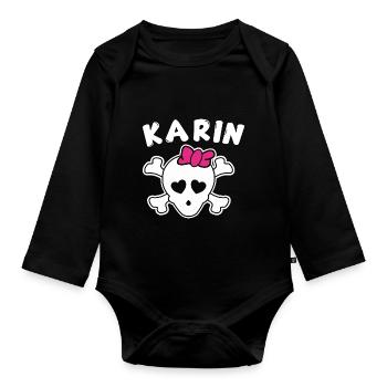 Pirate Karin Design for Girls and Women - Organic Longsleeve Baby Bodysuit - black - Front