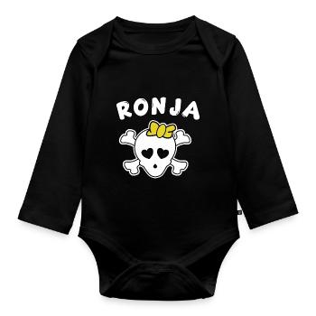 Piratin Ronja Design für Mädchen und Frauen - Baby Bio-Langarm-Body - Schwarz - Vorne