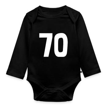 70. 70 ANS. 70e ANNIVERSAIRE. ANNIVERSAIRE 70 ANS. - Body Bébé bio manches longues - noir - Devant