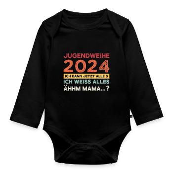 Jugendweihe 2024 Jugend Jugendfeier 2024 Geschenk - Baby Bio-Langarm-Body - Schwarz - Vorne