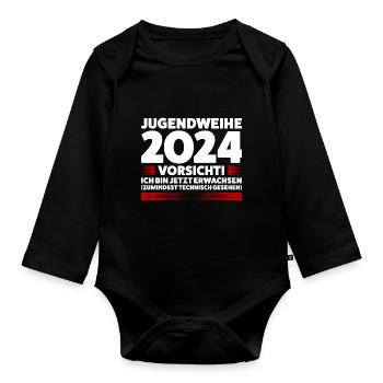 Jugendweihe 2024 Jugend Erwachsen Werden Geschenk - Baby Bio-Langarm-Body - Schwarz - Vorne