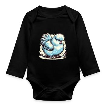 Silkie Chicken Fluffy Chicken Silkies - Organic Longsleeve Baby Bodysuit - black - Front
