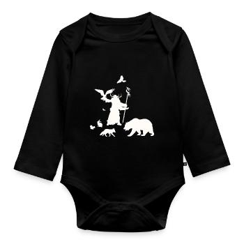 Fantasy Rollenspiel - Druide Silhouetten Design - Baby Bio-Langarm-Body - Schwarz - Vorne