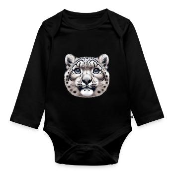 Schneeleopard Leopard Weißer Leopard - Baby Bio-Langarm-Body - Schwarz - Vorne
