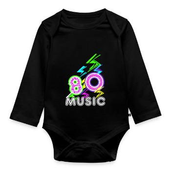 années 80 - Body Bébé bio manches longues - noir - Devant
