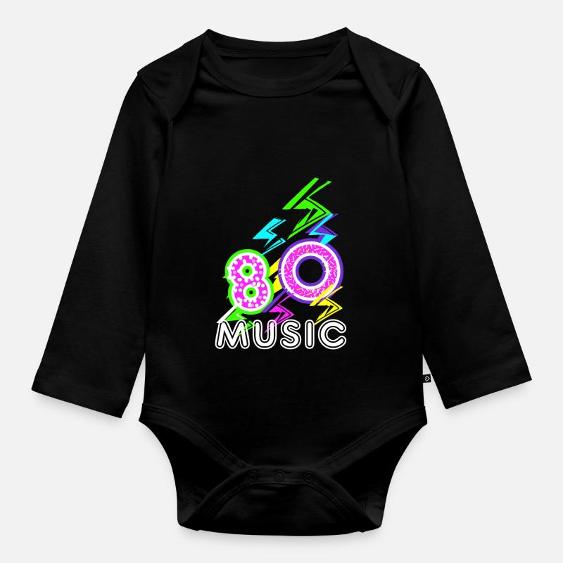 années 80 - Body Bébé bio manches longues - noir
