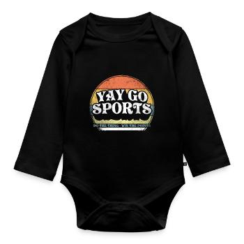 Yay Go Sports! Funny Sports - Organic Longsleeve Baby Bodysuit - black - Front