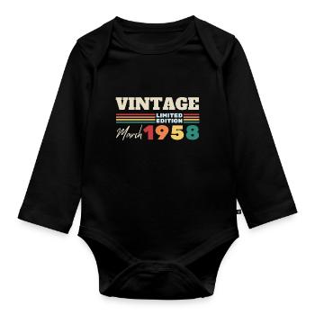Vintage mars 1958 cadeau anniversaire - Body Bébé bio manches longues - noir - Devant