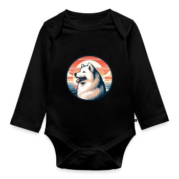 Samoyed Dog Gifts Cute Samoyed Dog Graphic - Organic Longsleeve Baby Bodysuit - black - Front