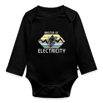 Master of electricity Elektriker Lichttechniker - Baby Bio-Langarm-Body - Schwarz - Vorne