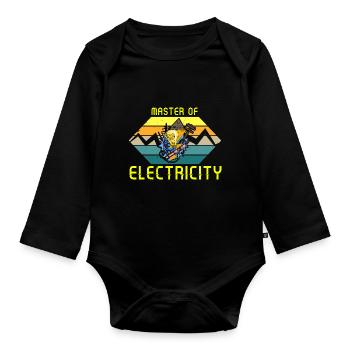 Master of electricity Elektriker Lichttechniker - Baby Bio-Langarm-Body - Schwarz - Vorne