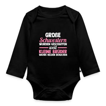 Große Schwester Familie Grosse Schwester Geschenk - Baby Bio-Langarm-Body - Schwarz - Vorne