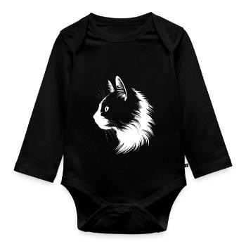 Chat, Motif De Chat - Body Bébé bio manches longues - noir - Devant