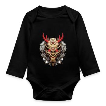 Fantasy Dragon Anime Dragon Head Reptile mythique - Body Bébé bio manches longues - noir - Devant