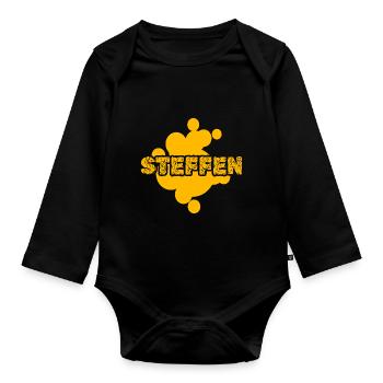 Geschenk für Steffen - Baby Bio-Langarm-Body - Schwarz - Vorne