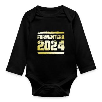 Formentera 2024 Or - Body Bébé bio manches longues - noir - Devant