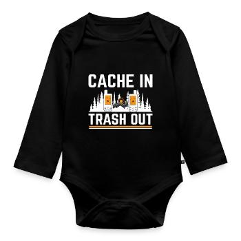 Geocaching Geocache Funny Geocacher Geocacher Sayi - Organic Longsleeve Baby Bodysuit - black - Front