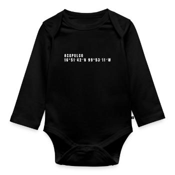 Guerrero Mexiko Koordinaten - Baby Bio-Langarm-Body - Schwarz - Vorne