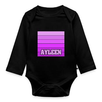 Ayleen als Mädchenname - Baby Bio-Langarm-Body - Schwarz - Vorne