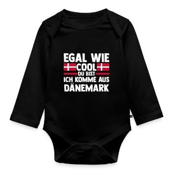 Danes Danish Denmark - Organic Longsleeve Baby Bodysuit - black - Front