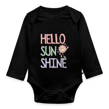 Hello Sunshine Blumen-Pastell - Baby Bio-Langarm-Body - Schwarz - Vorne