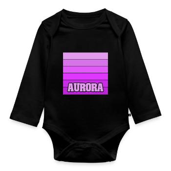 Nom de jeune fille Aurora - Body Bébé bio manches longues - noir - Devant