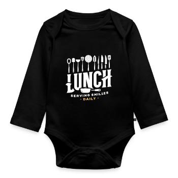 Mittagessen Täglich ein Lächeln servieren - Baby Bio-Langarm-Body - Schwarz - Vorne