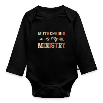 La maternité est mon ministère - Body Bébé bio manches longues - noir - Devant