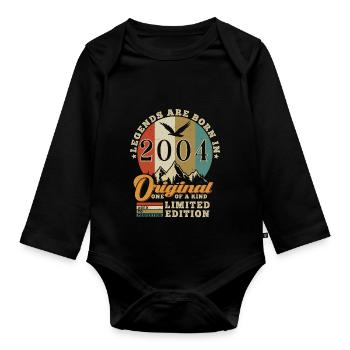 Original 2004 Geburtstagsgeschenk 2004 authentisch - Baby Bio-Langarm-Body - Schwarz - Vorne