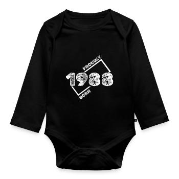 1988 - Organic Longsleeve Baby Bodysuit - black - Front