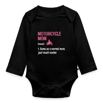 Maman de moto identique à une maman normale, juste beaucoup cool - Body Bébé bio manches longues - noir - Devant